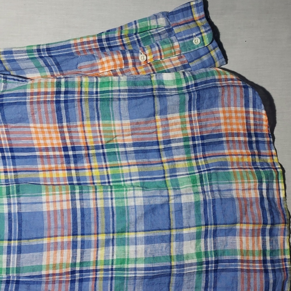 Polo Ralph Lauren 100% Linen Plaid‎ Long Sleeve Button-down Mens Shirt Size Med - Picture 7 of 7